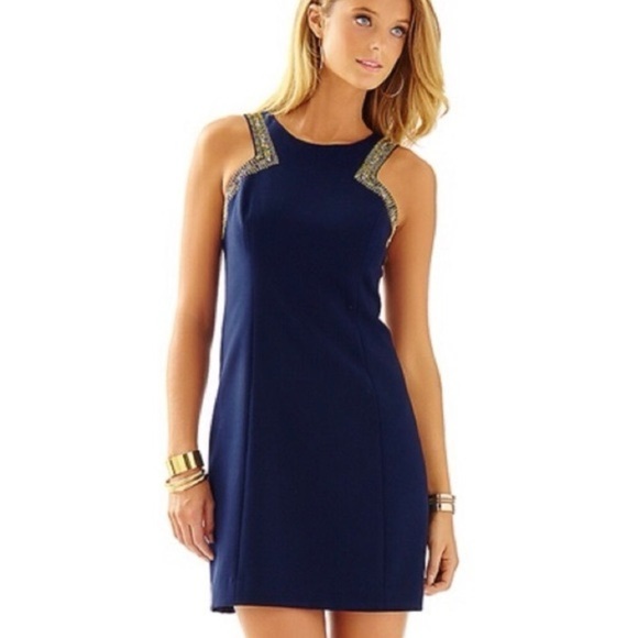 Lilly Pulitzer Dresses & Skirts - LILLY PULITZER Largo Sleeveless Beaded Dress Navy Size 2
